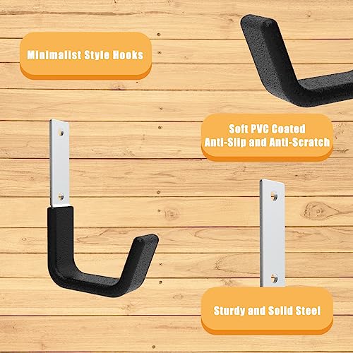 Juformin Heavy Duty Utility Hooks for Storage Wall Mount,Garage Wall Hooks for Hose, Bike, Ladder, Chainsaw, Leaf Blower Hanger (8 Small) - Image 3