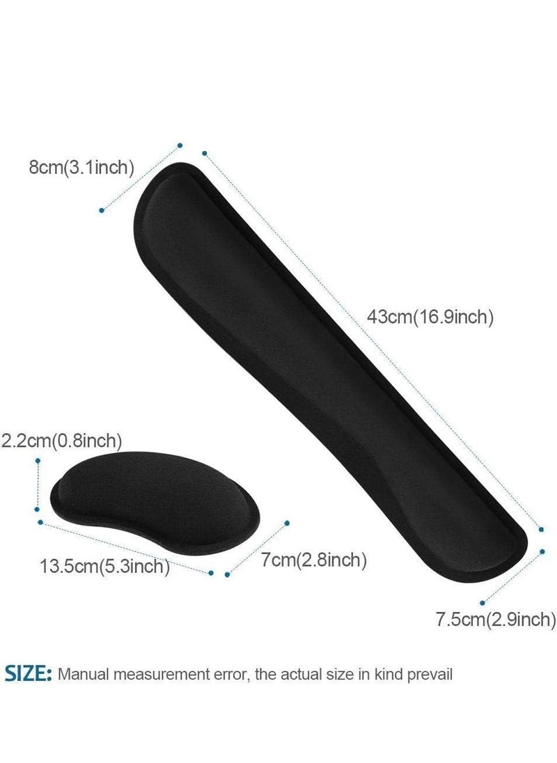 2pcs Wrist Rest, Memory Foam Mouse Pad and Keyboard Wrist Rest Pad for Office, Computer, Laptop, Mac, Comfortable, Lightweight for Easy Typing Pain Relief