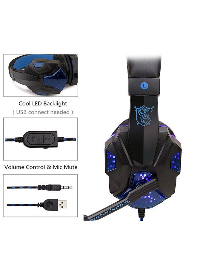 NIBEMINENT Wired Over-Ear Headphones With Mic Black/Blue - Image 3