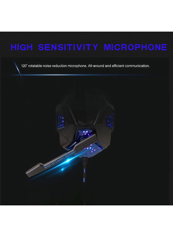 NIBEMINENT Wired Over-Ear Headphones With Mic Black/Blue - Image 4