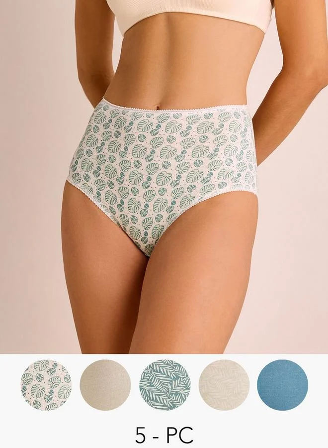 سبلاش فيڤ طقم من  سراويل داخلية نسائية قصيرة متنوعة بتفاصيل شريط