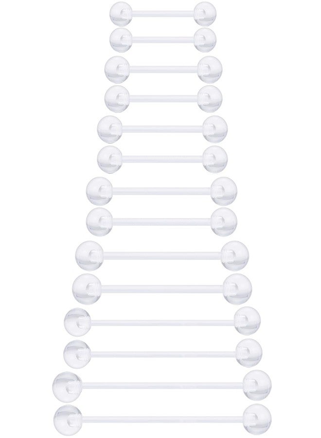 Ocptiy 14G Clear Plasic Tongue Ring Nipple Piercing Flexible Acrylic Straight Barbell Long Short Bioflex Silicone Industrial Earring Pregnancy Belly Navel Button Ring Retainer Piercin Jewelry Surgery - Image 1