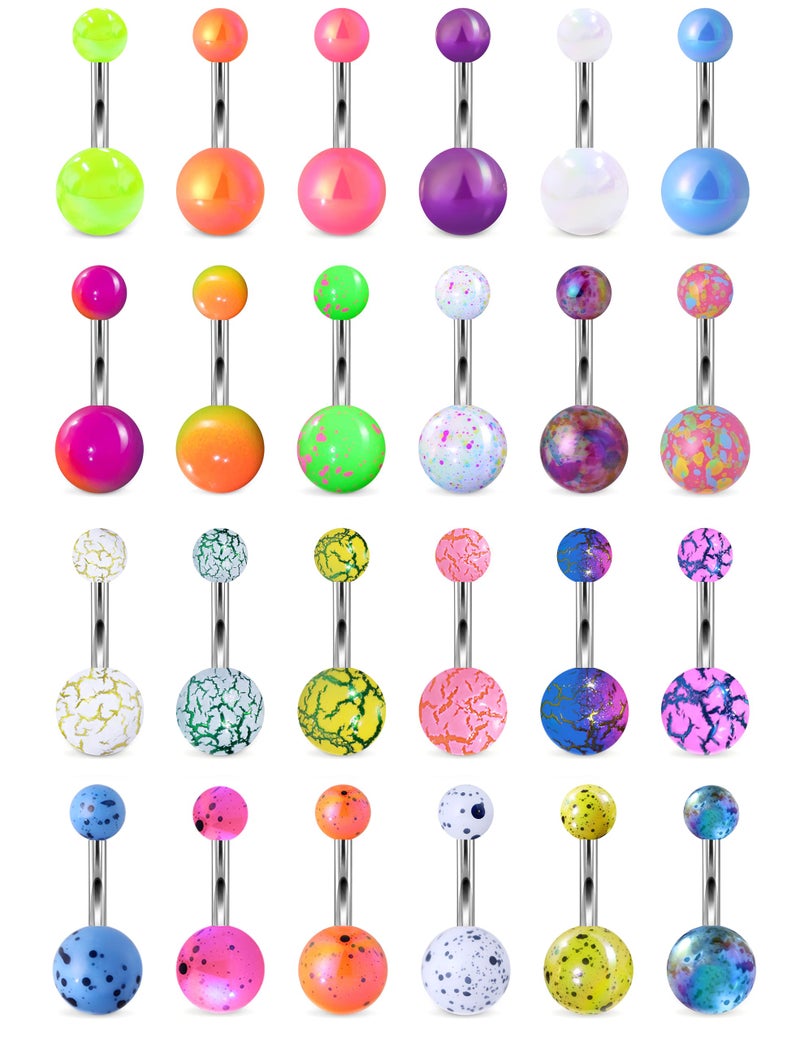 Vsnnsns 14G Belly Button Ring Piercing Jewelry 316L Stainless Surgical Steel Curved Barbell Navel Ring 14 Gauge Belly Button Ring Piercing Jewelry for Women Men Hypoallergenic - Image 1