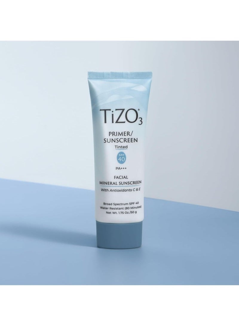 Tizo Facial Mineral Sunscreen and Primer, Tinted Broad Spectrum SPF 40 with Antioxidants, Sheer matte finish, Fragrance-Free, Oil-Free, Dermatologist-recommended, PA+++ 1.75 oz - Image 4