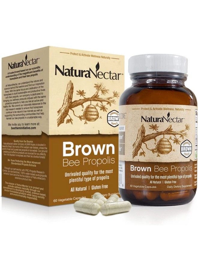 NaturaNectar - Brown Bee Propolis Nsf Contents Certified Premium Brazilian Propolis Supplement Natural Respiratory Health & Immune Support Gluten Free Ethanol Free 60 Count - Image 1