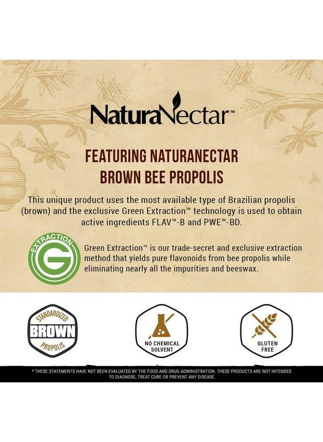 NaturaNectar - Brown Bee Propolis Nsf Contents Certified Premium Brazilian Propolis Supplement Natural Respiratory Health & Immune Support Gluten Free Ethanol Free 60 Count - Image 1