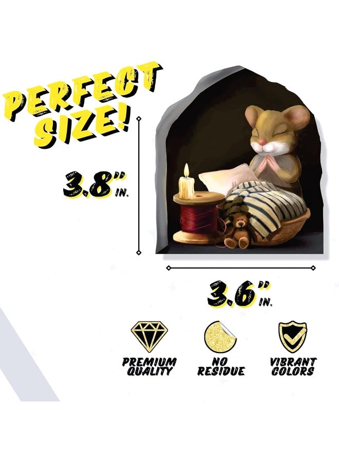 Home Trove Adorable Mouse Reading Book/Giving Flowers/Praying to God/Working for Cheese/Wall Sticker Kids Room Classroom Home Bedroom Bookcase Book Lover of Mice and Men (Mouse Pray To God) - Image 3