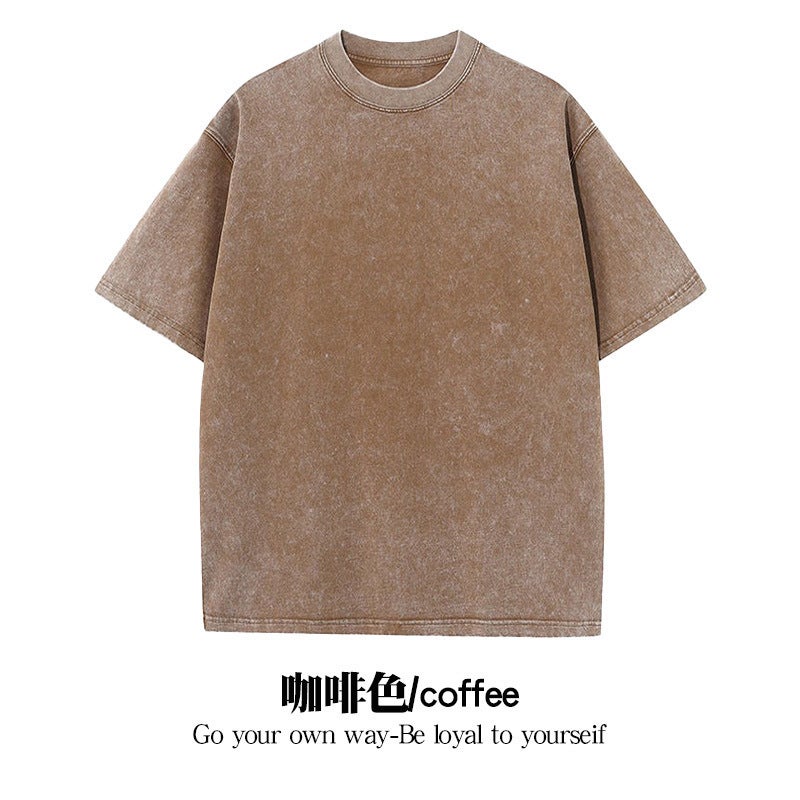 Code 230G American Washed Old Short Sleeve T-Shirt Tide Brand Explosions Men'S And Women'S T-Shirt Logo Printing - Image 1
