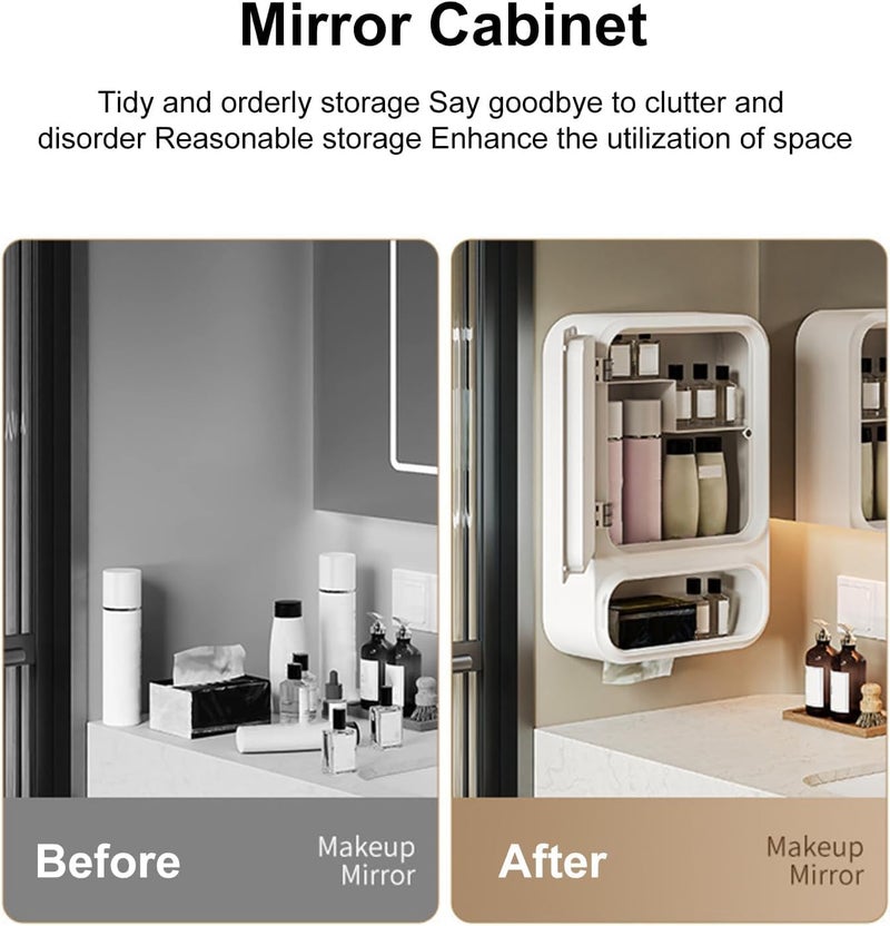 Niyam Makeup Organiser Storage Box for Countertop Cosmetics, Skincare and Beauty Case with Clear Led Display for Easy Visibility and Drawers for Vanity, Dresser Retro Lipstick Holder (Mirror Box) - Image 4