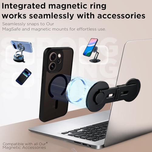 RIGGEAR Shockproof Sleek Hybrid Armor Magnetic Back Cover Case Compatible with MagSafe Accessories for Oppo Reno15 Pro, Reno 15 Pro 5G (Smoke Black Matte PC + Black TPU-Bumper) - Image 4