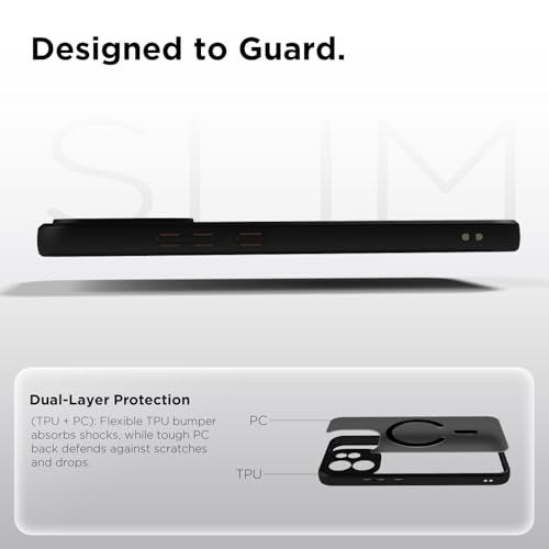 RIGGEAR Shockproof Sleek Hybrid Armor Magnetic Back Cover Case Compatible with MagSafe Accessories for Oppo Reno15 Pro, Reno 15 Pro 5G (Smoke Black Matte PC + Black TPU-Bumper) - Image 5