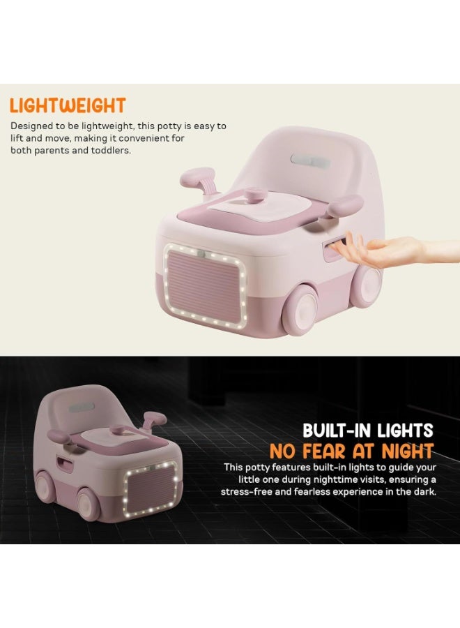 DUNISO كرسي تدريب الأطفال على استخدام المرحاض 3 في 1 للأطفال، مقعد مرحاض للأطفال مع ضوء LED، مقبض، وسادة PU وغطاء قابل للإغلاق، مقعد تدريب الأطفال، قابل للإزالة، سهل التنظيف، للأطفال من 1-5 سنوات - Image 3