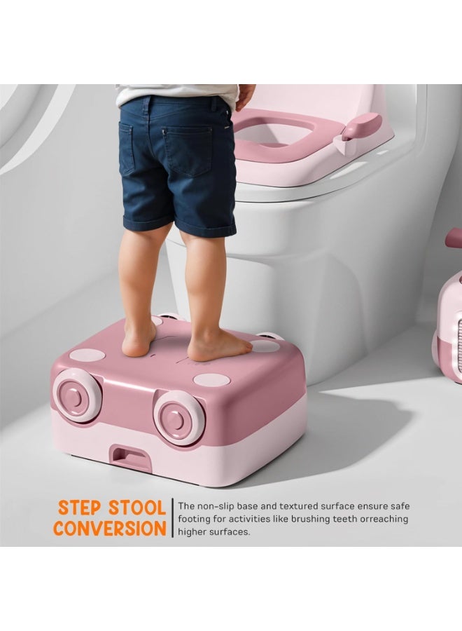 DUNISO كرسي تدريب الأطفال على استخدام المرحاض 3 في 1 للأطفال، مقعد مرحاض للأطفال مع ضوء LED، مقبض، وسادة PU وغطاء قابل للإغلاق، مقعد تدريب الأطفال، قابل للإزالة، سهل التنظيف، للأطفال من 1-5 سنوات - Image 4