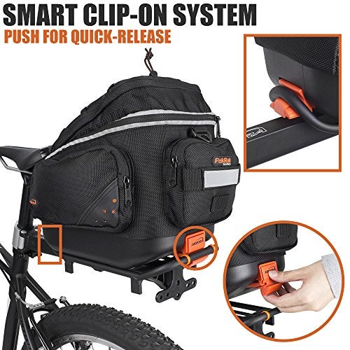 Ibera Bike Bag Mini Commuter 9.5L - Clip-On Bike Rack Bag with Shoulder Strap - Hard Base Reflective Trim Taillight Compatible - Bicycle bag for Folding & Small Bikes, PAKRAK ONLY FOR IBERA MINI RACKS - Image 2