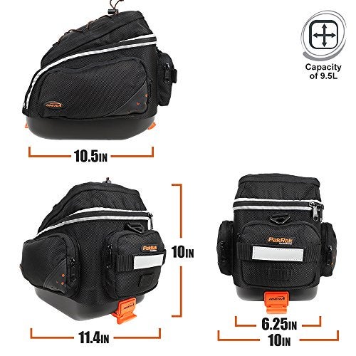 Ibera Bike Bag Mini Commuter 9.5L - Clip-On Bike Rack Bag with Shoulder Strap - Hard Base Reflective Trim Taillight Compatible - Bicycle bag for Folding & Small Bikes, PAKRAK ONLY FOR IBERA MINI RACKS - Image 4