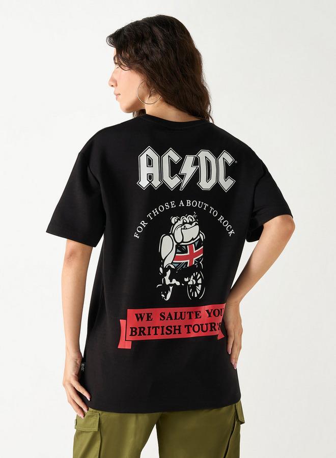 SP Characters AC/DC Print Crew Neck T-shirt with Short Sleeves - Image 1