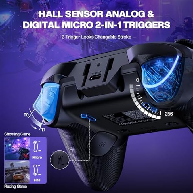 Nyxi MASTER P1 2.4G WIRELESS PC CONTROLLER - HALL EFFECT JOYSTICK, HALL & MICRO CHANGABLE TRIGGERS, AUDIO CONTROLS, ADJUSTABLE TURBO/VIBRATION, PROGRAMMABLE QUICK-LATCH - FOR PC/SWITCH/IOS/ANDROID - Image 2