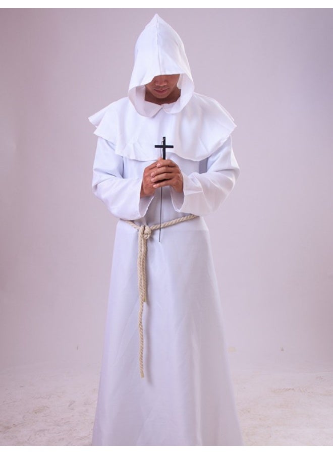 NIBEMINENT Halloween priest costume, anime cosplay, medieval retro monk costume, monk's robe, wizard costume - Image 1