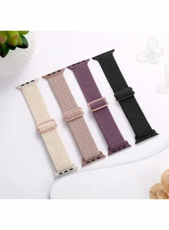 4 Pack Braided Solo Loop Compatible with Apple Watch Band 38mm 40mm 41mm 42mm 44mm 45mm 46mm 49mm Women Men, Stretchy Nylon Elastic Sport Strap for iWatch Series 10 9 8 7 6 5 4 3 2 1 SE Ultra/Ultra 2 - Image 2