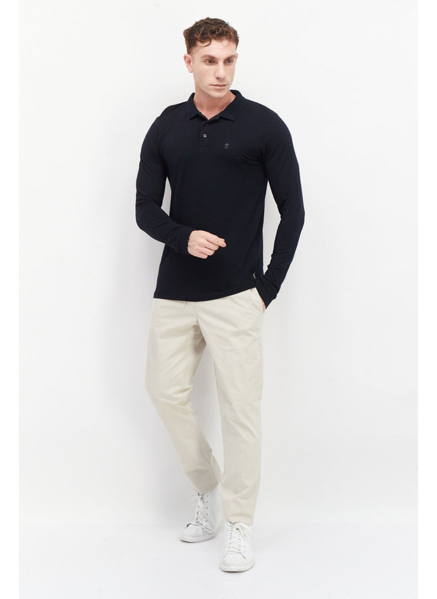 French Connection Men 2 Pieces Regular Fit Brand Logo Long Sleeves Polo Shirt, Navy/Light Grey  - Image 4