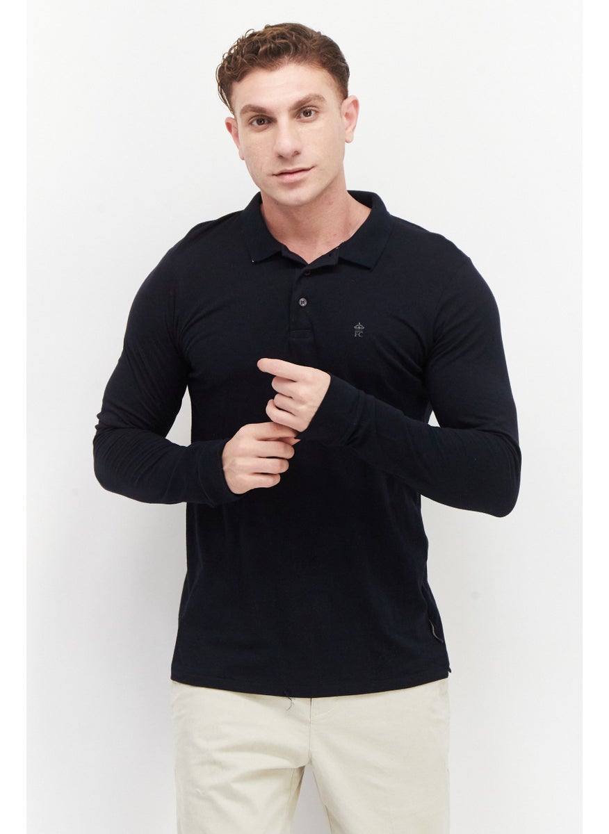 French Connection Men 2 Pieces Regular Fit Brand Logo Long Sleeves Polo Shirt, Navy/Light Grey  - Image 1