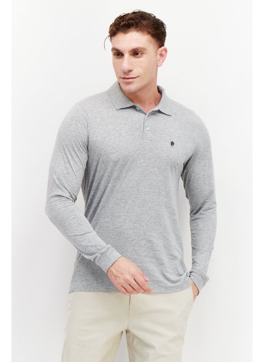 French Connection Men 2 Pieces Regular Fit Brand Logo Long Sleeves Polo Shirt, Navy/Light Grey  - Image 3