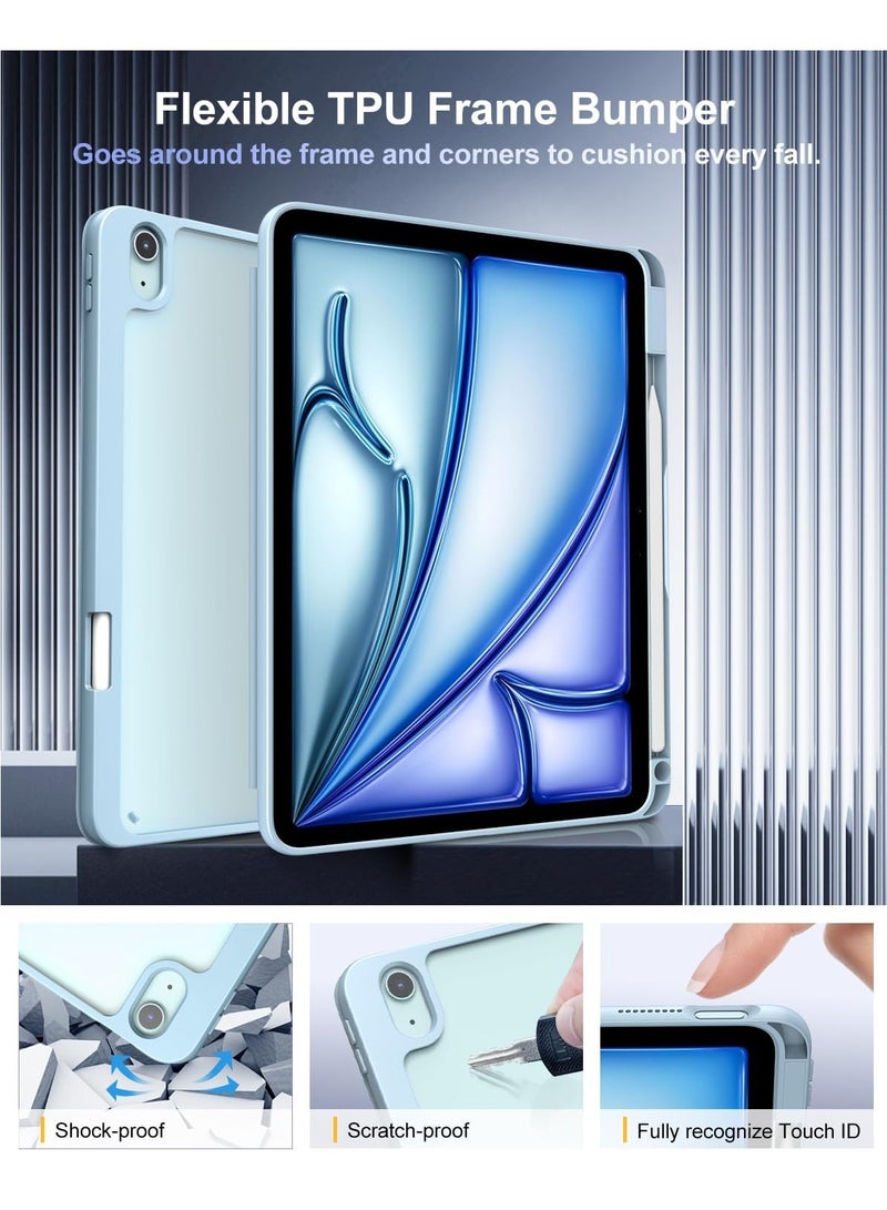 DUSALA 2 in 1 Case for iPad Air 11 Inch (M3/M2-2025/2024) with Pencil Holder, iPad Air 5th/4th Generation Case (2022/2020) 10.9 Inch, Slim Protective Cover with Clear Back, Auto Wake/Sleep With Tempered Glass - Image 2