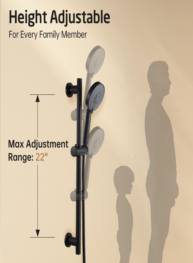 KES Adjustable Shower Head Holder with Slide Bar Combo, Handheld Shower Head with Hose 5-Function Handheld Shower Kit with Handheld Set Matte Black, F204-BK-C1 - Image 5