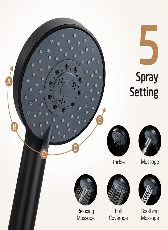 KES Adjustable Shower Head Holder with Slide Bar Combo, Handheld Shower Head with Hose 5-Function Handheld Shower Kit with Handheld Set Matte Black, F204-BK-C1 - Image 3