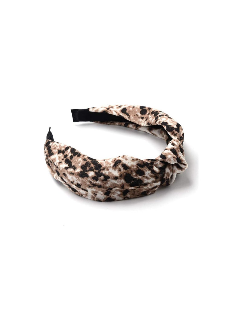 GGOOT Premium Quality Women Wide Leopard/Snakeskin Print Knotted Hair Hoop Headband Headwrap - Image 1