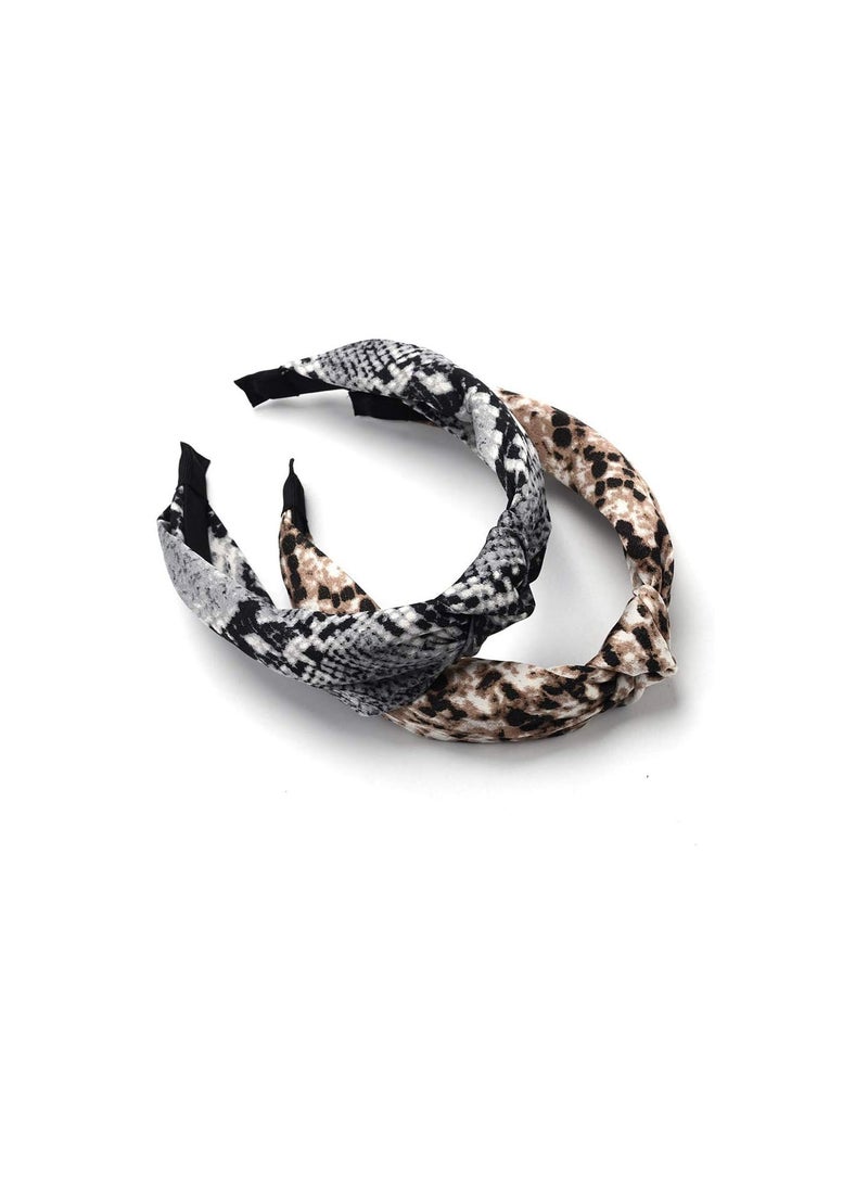GGOOT Premium Quality Women Wide Leopard/Snakeskin Print Knotted Hair Hoop Headband Headwrap - Image 4