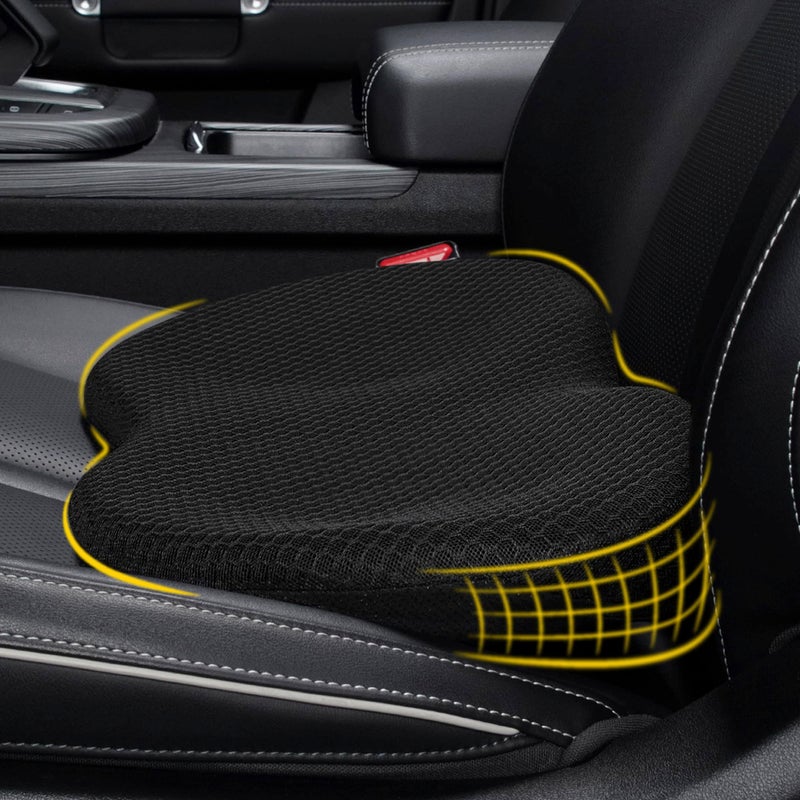 kingphenix Wedge Car Seat Cushion: Memory Foam Truck Seat Cushion for Car Seat Driver - Sciatica and Back Pain Relief - Enhancing Driving Comfort -Black - Image 1