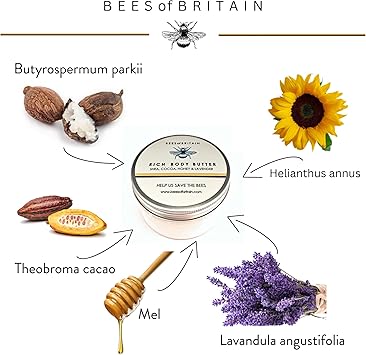 BEES of BRITAIN كريم الجسم الطبيعي 99 بالعسل والخزامى لتهدئة وترطيب وتغذية البشرة الجافة pH 5.5 للبشرة الحساسة، نتبرع بـ 5 من أرباحنا لإنقاذ النحل الملقحات 100 جرام - Image 2