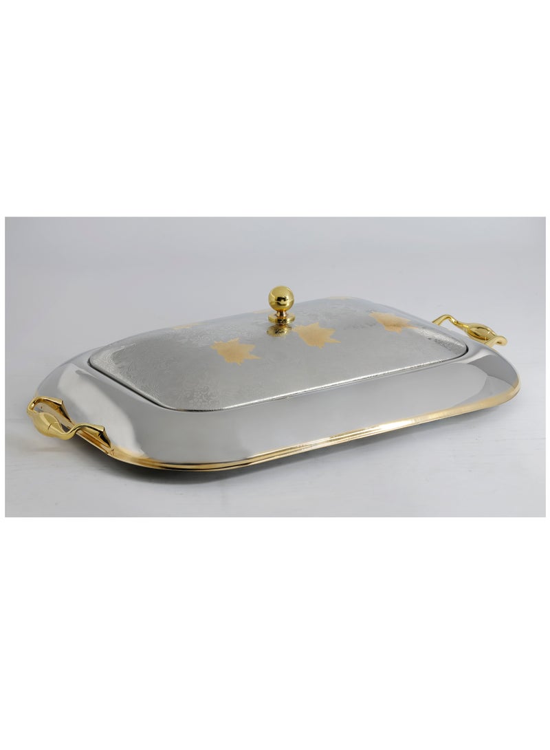 جاز صينية تقديم مستطيل بغطاء منقوش ذهبى 48×36سم - Image 5