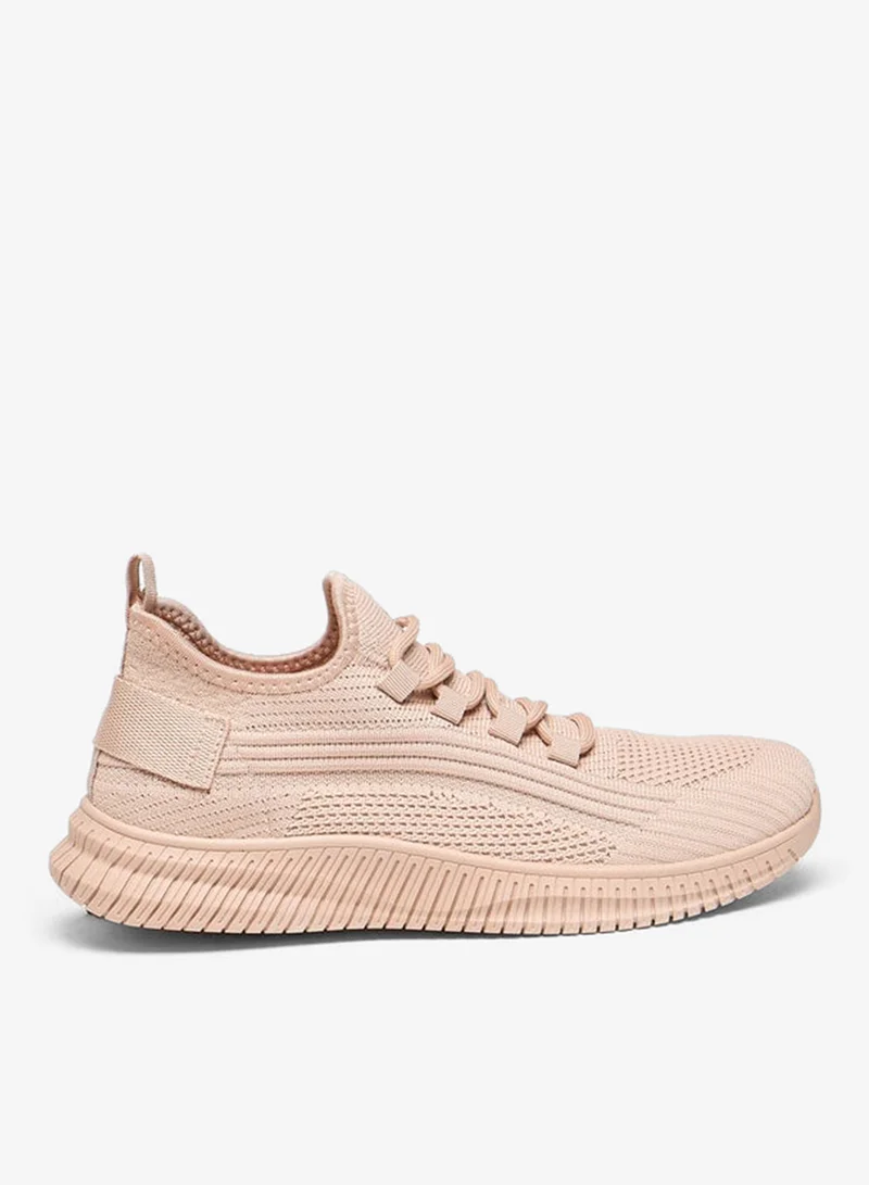 Mesh Textured Walking Shoes with Lace-Up Closure