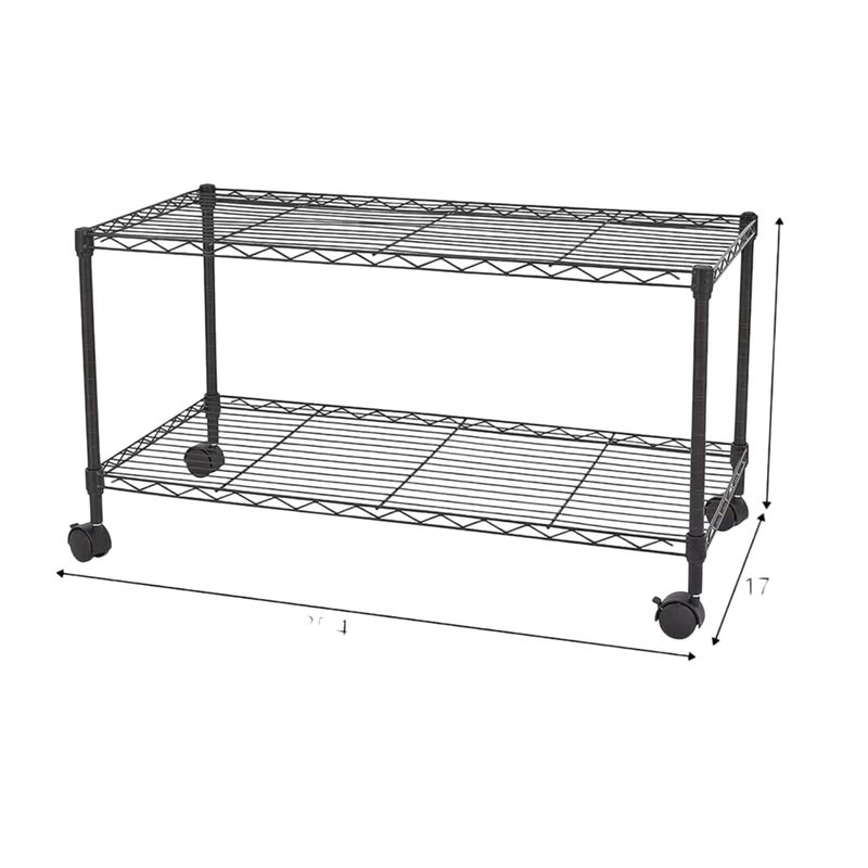 STORACK 2 Shelf Multipurpose Rack Casters Alloy Steel Metal Organizer Storage Unit On Wheel with Wire Shelving Rack Shelves Size 24x14x163 inch Black Powder Coating - Image 2