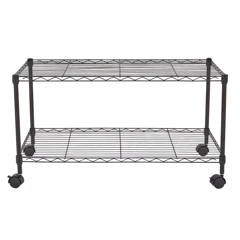 STORACK 2 Shelf Multipurpose Rack Casters Alloy Steel Metal Organizer Storage Unit On Wheel with Wire Shelving Rack Shelves Size 24x14x163 inch Black Powder Coating - Image 1