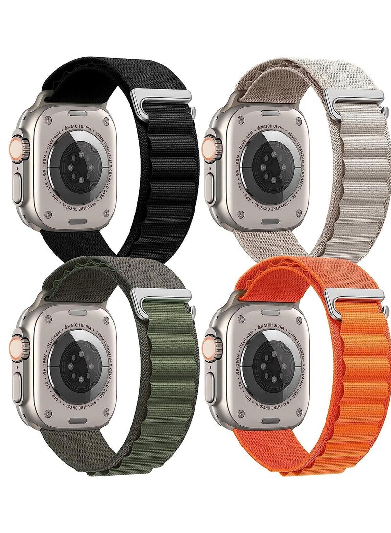 keloray 4Pack for Apple Watch Alpine Loop Band 49mm/45mm/44mm Nylon Woven Sport Strap Compatible with iWatch Series 8/Ultra/7/SE/6/5/4/3/2/8 White/Green/Orange/Black - Image 1