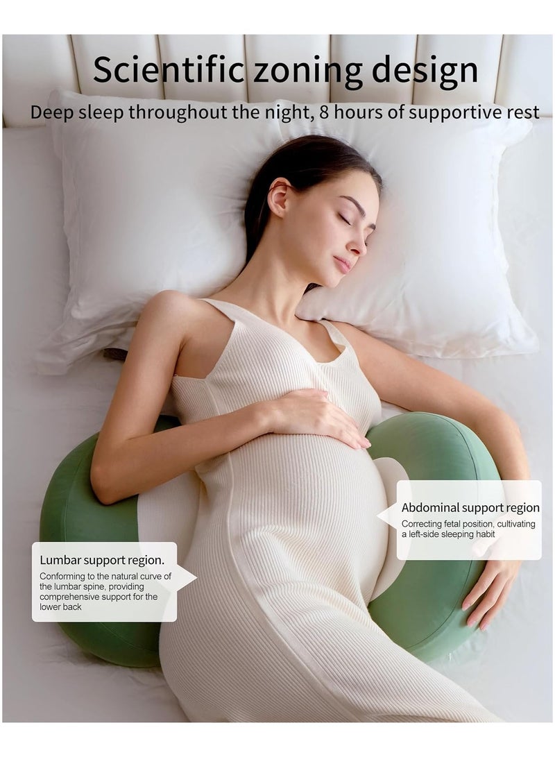 Pregnancy Pillows for Sleeping,Pregnancy Pillow with Quiet Magic Tape, Maternity Pillow with Silicone Belly Pad，Breathable&Silky Touch for All Season(Coffee) - Image 3