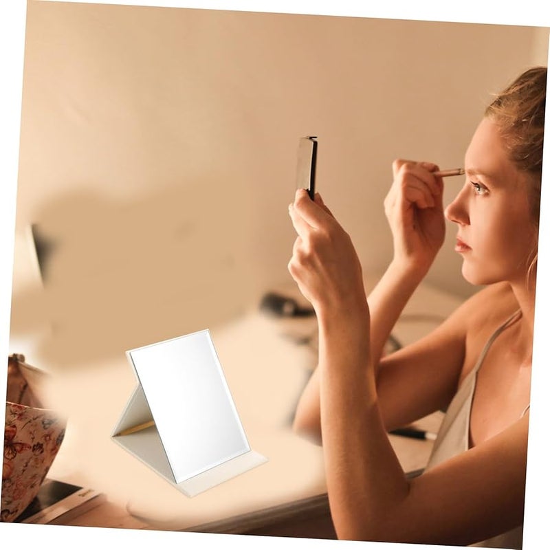 Portable Foldable Makeup Mirror Compact Travel Essential Vanity Mirror White - Image 2