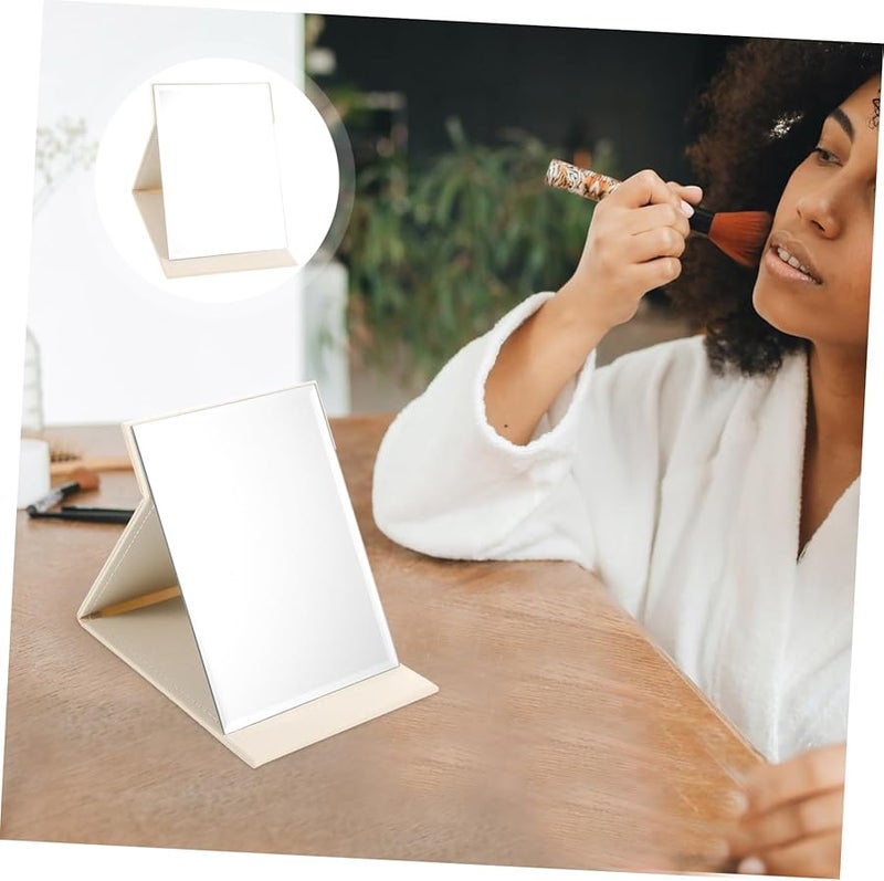 Portable Foldable Makeup Mirror Compact Travel Essential Vanity Mirror White - Image 3