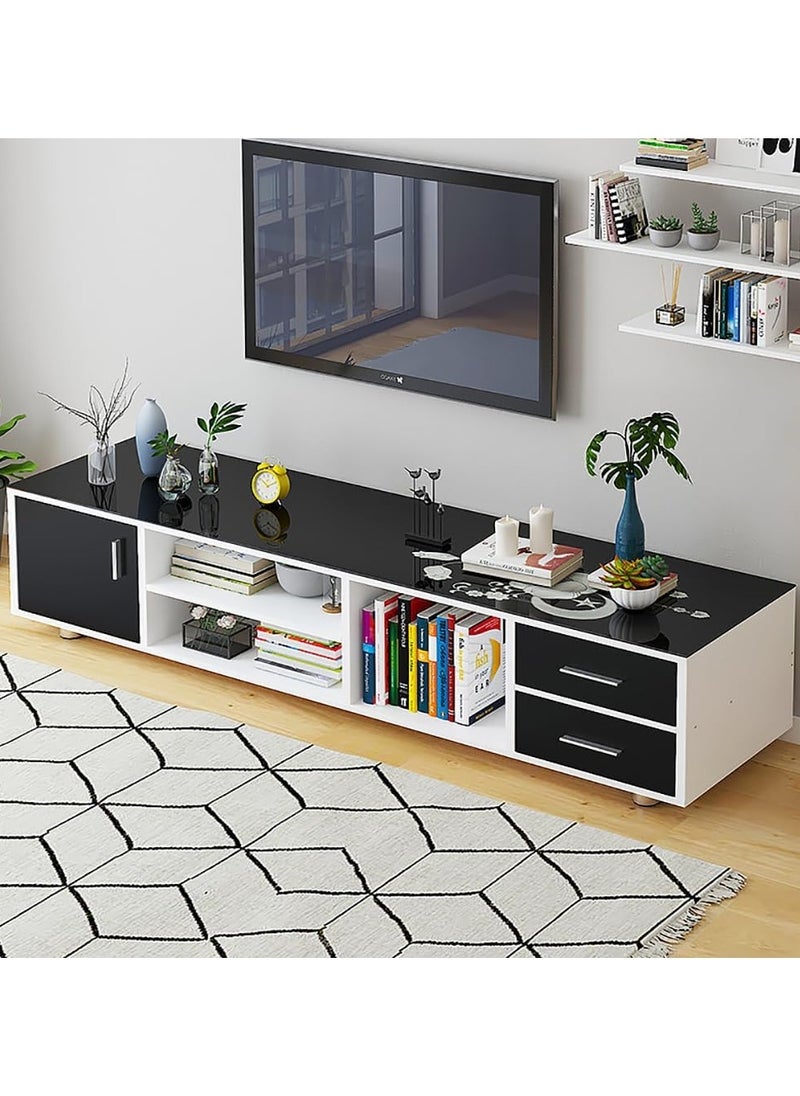 CityRiya-Long TV Stand, 140*30*40cm TV Table for 65+ Inch TV, TV Cabinet, TV Entertainment Center, Media TV Console Table with 2 Tier Storage Shelves, Television Stands for Living Room, Bedroom  - Image 3