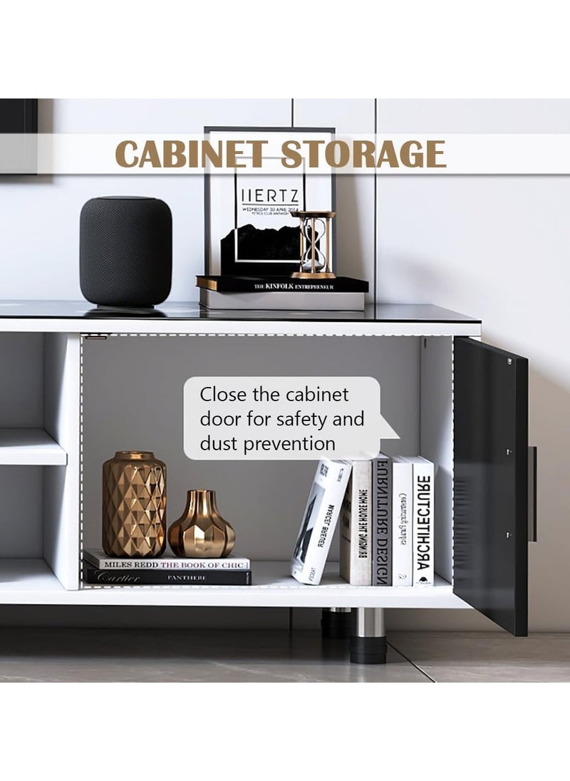 CityRiya-Long TV Stand, 140*30*40cm TV Table for 65+ Inch TV, TV Cabinet, TV Entertainment Center, Media TV Console Table with 2 Tier Storage Shelves, Television Stands for Living Room, Bedroom  - Image 4