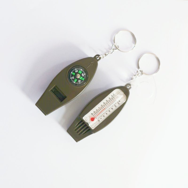4-in-1 Compass, Portable Magnifier, Thermometer, and Multi-Function Whistle for Outdoor Use - Image 1