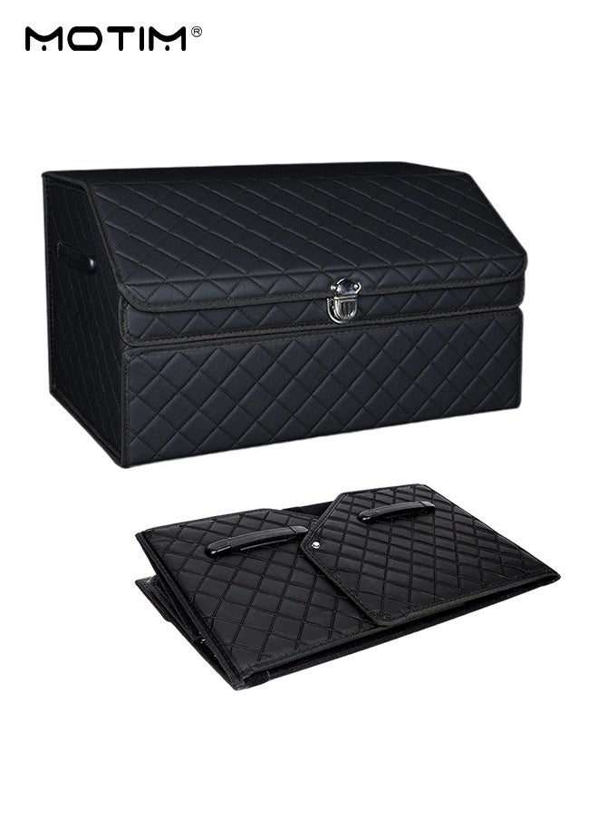 Motim Large Leather Car Trunk Organizer with Multi Compartment, 36*36*60 cm, Waterproof/Dust-proof Trunk Organizer, Collapsible Car Large Storage Box for SUV, Trunk, Car  - Image 1