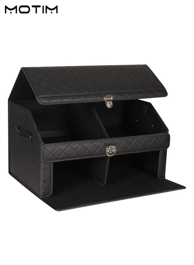 Motim Large Leather Car Trunk Organizer with Multi Compartment, 36*36*60 cm, Waterproof/Dust-proof Trunk Organizer, Collapsible Car Large Storage Box for SUV, Trunk, Car  - Image 2