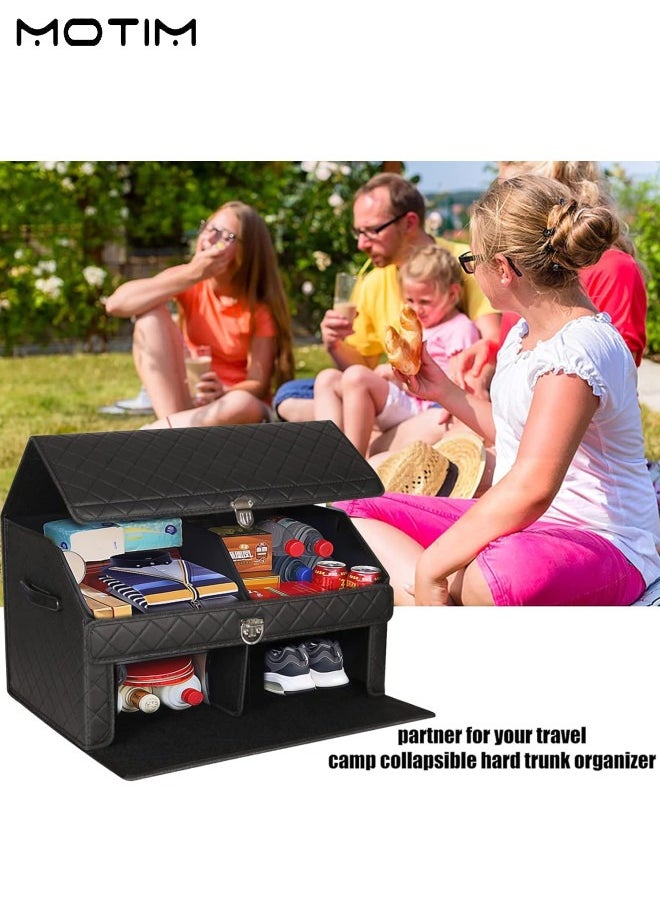Motim Large Leather Car Trunk Organizer with Multi Compartment, 36*36*60 cm, Waterproof/Dust-proof Trunk Organizer, Collapsible Car Large Storage Box for SUV, Trunk, Car  - Image 4