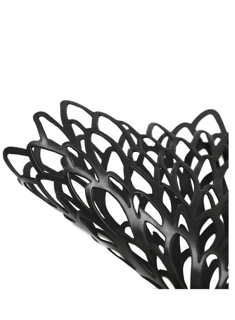 SYOSI Set of 6 Black Placemats Pressed Vinyl Hollow Out Round Floral Dining Table Mats Centerpiece Decoration 15" - Image 5