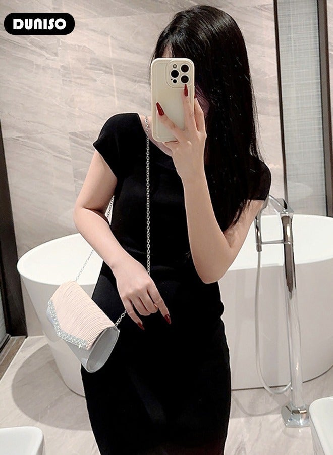 DUNISO Womens Clutch Bag, Sparkly Evening Clutch Purse, Champagne Shoulder Bag with Removable Chain, Crossbody Envelope Bag for Formal Dress Bride Wedding Prom Party - Image 5