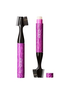 Red by Kiss Edge Brush with Edge Fixer Wax 3 in 1 Edge Control Styler Boar Bristle Brush Purple for Women Styling